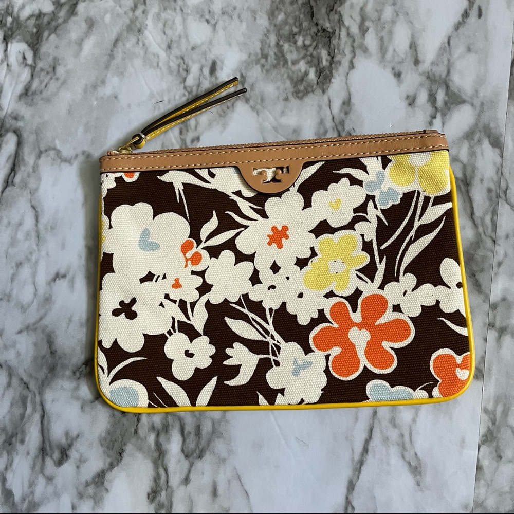 Tory Burch Womens 81124 Reverie Floral Envelop Canvas Pouch Purse One Si…